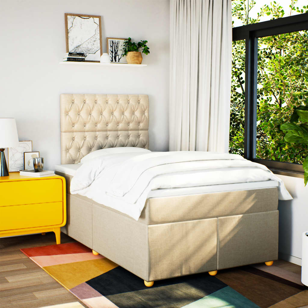 Sommier à lattes de lit avec matelas crème 120x190 cm tissu - XIOS