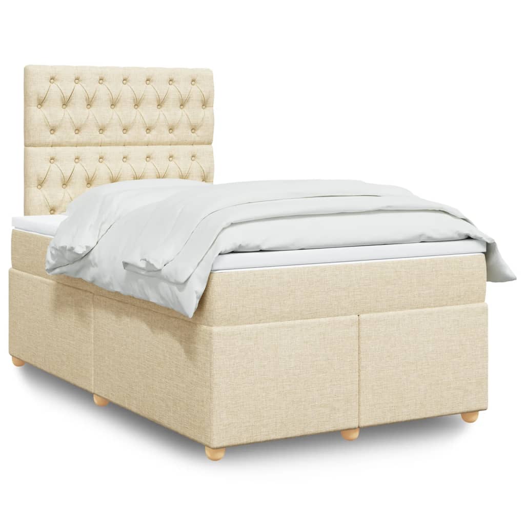 Sommier à lattes de lit avec matelas crème 120x190 cm tissu - XIOS