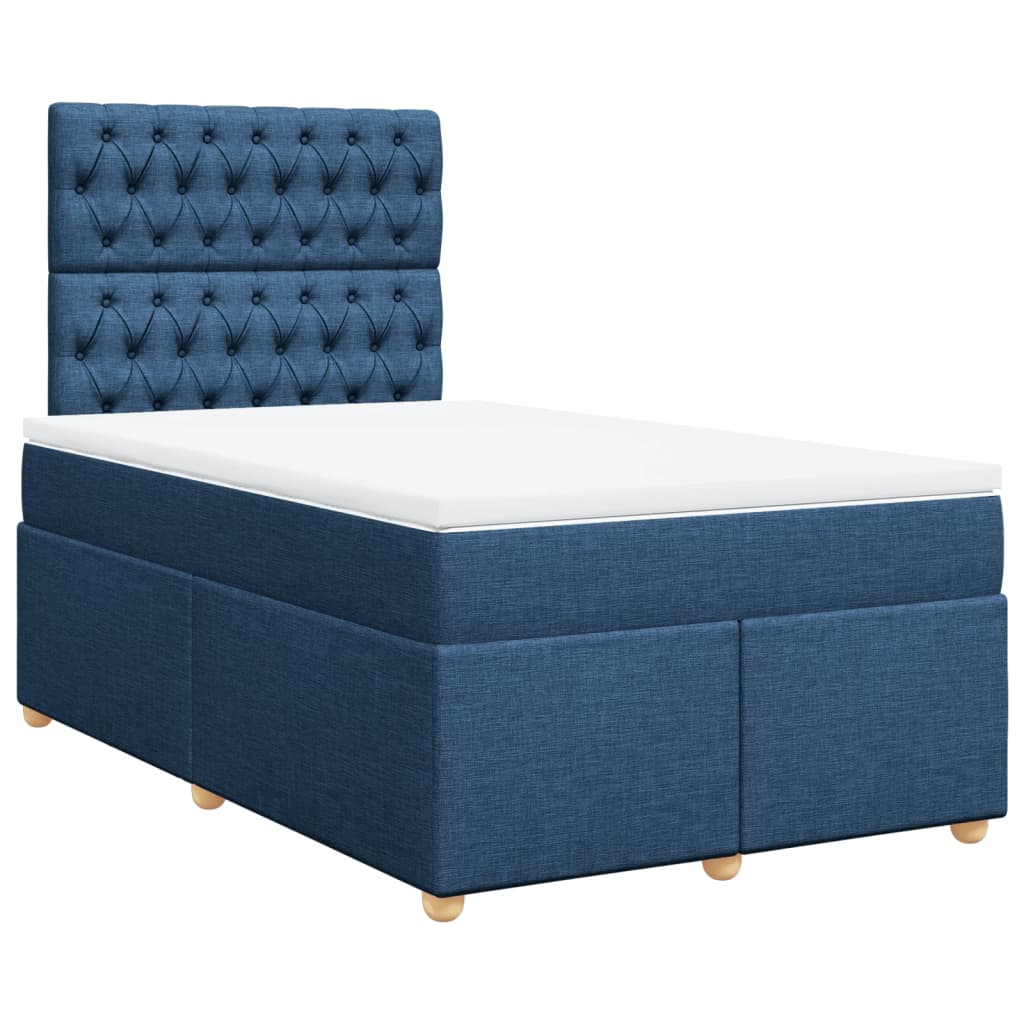 Sommier à lattes de lit avec matelas bleu 120x190 cm tissu - XIOS