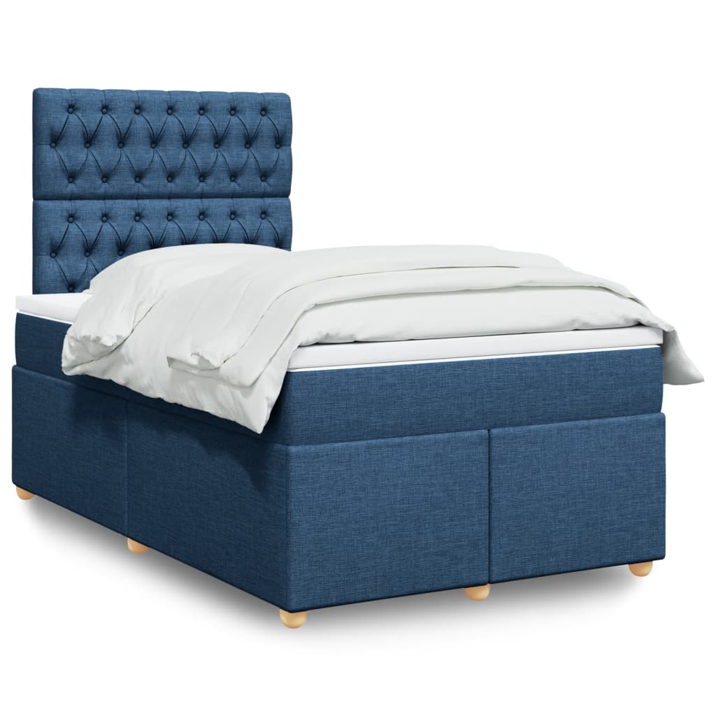 Sommier à lattes de lit avec matelas bleu 120x190 cm tissu - XIOS
