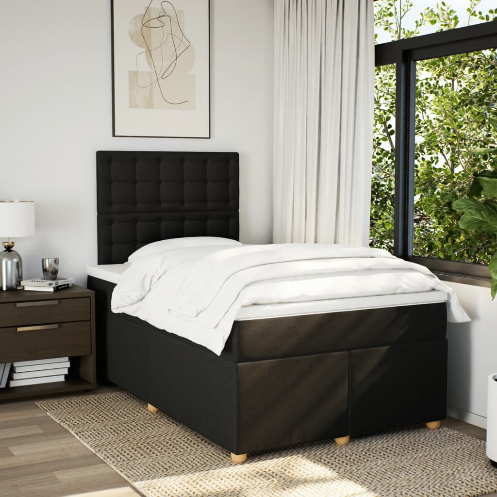 Sommier à lattes de lit avec matelas noir 120x190 cm tissu - XIOS