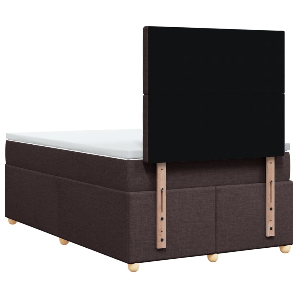 Sommier à lattes de lit et matelas marron foncé 120x190cm tissu - XIOS