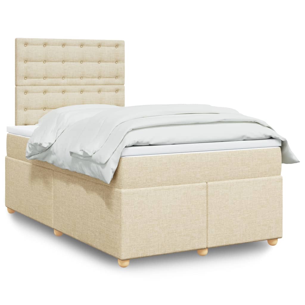 Sommier à lattes de lit avec matelas crème 120x190 cm tissu - XIOS