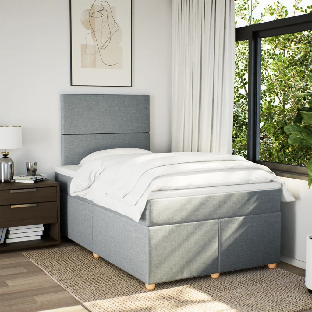 Sommier à lattes de lit avec matelas Gris clair 120x200cm Tissu - XIOS