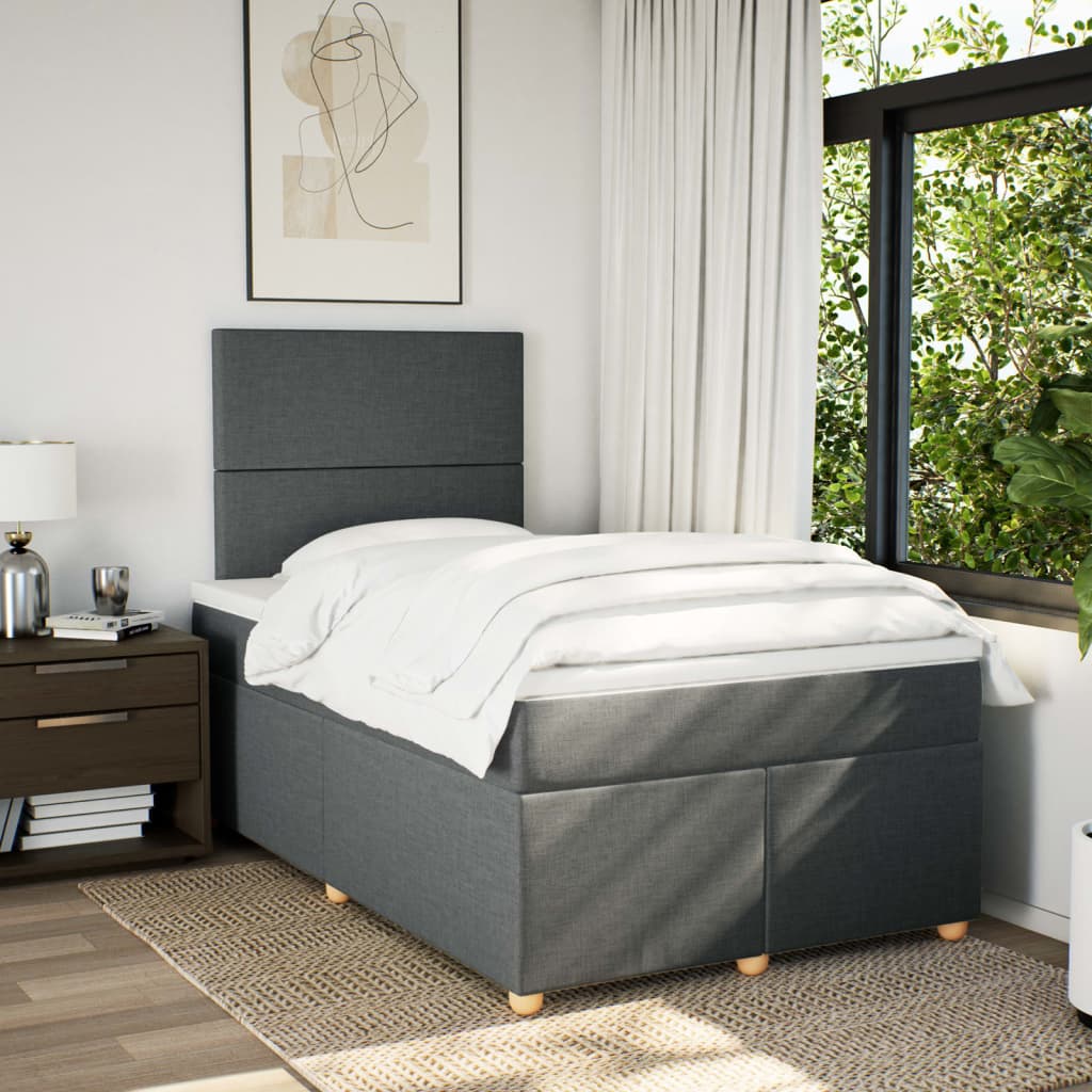 Sommier à lattes de lit avec matelas Gris foncé 120x200cm Tissu - XIOS