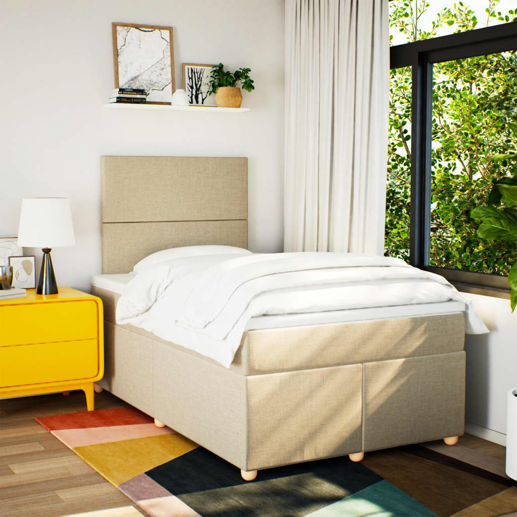 Sommier à lattes de lit avec matelas Crème 120x200 cm Tissu - XIOS