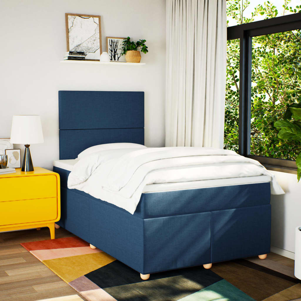 Sommier à lattes de lit avec matelas Bleu 120x200 cm Tissu - XIOS