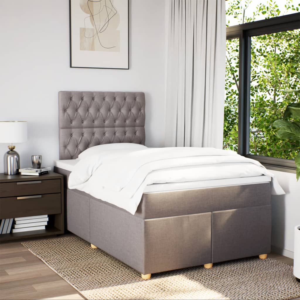 Sommier à lattes de lit avec matelas Taupe 120x200 cm Tissu - XIOS