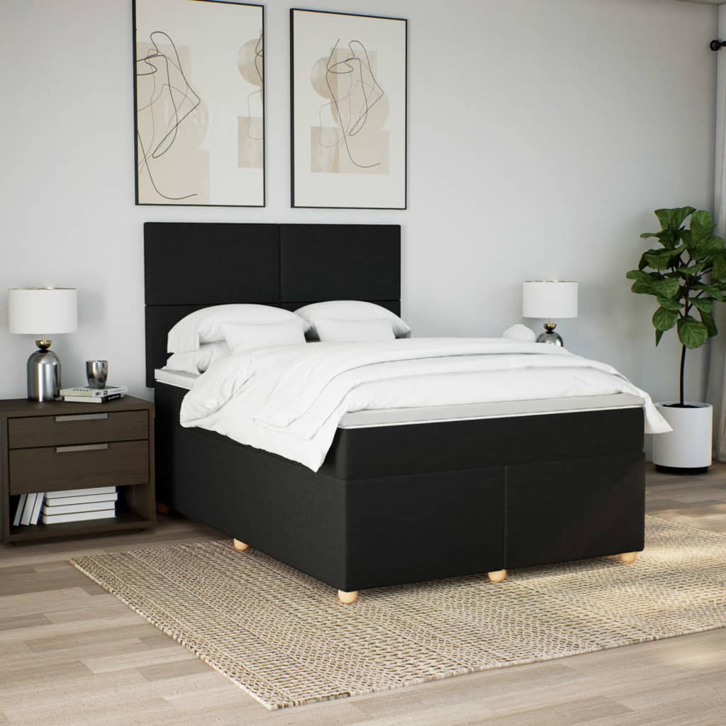 Sommier à lattes de lit avec matelas Noir 140x190 cm Tissu - XIOS