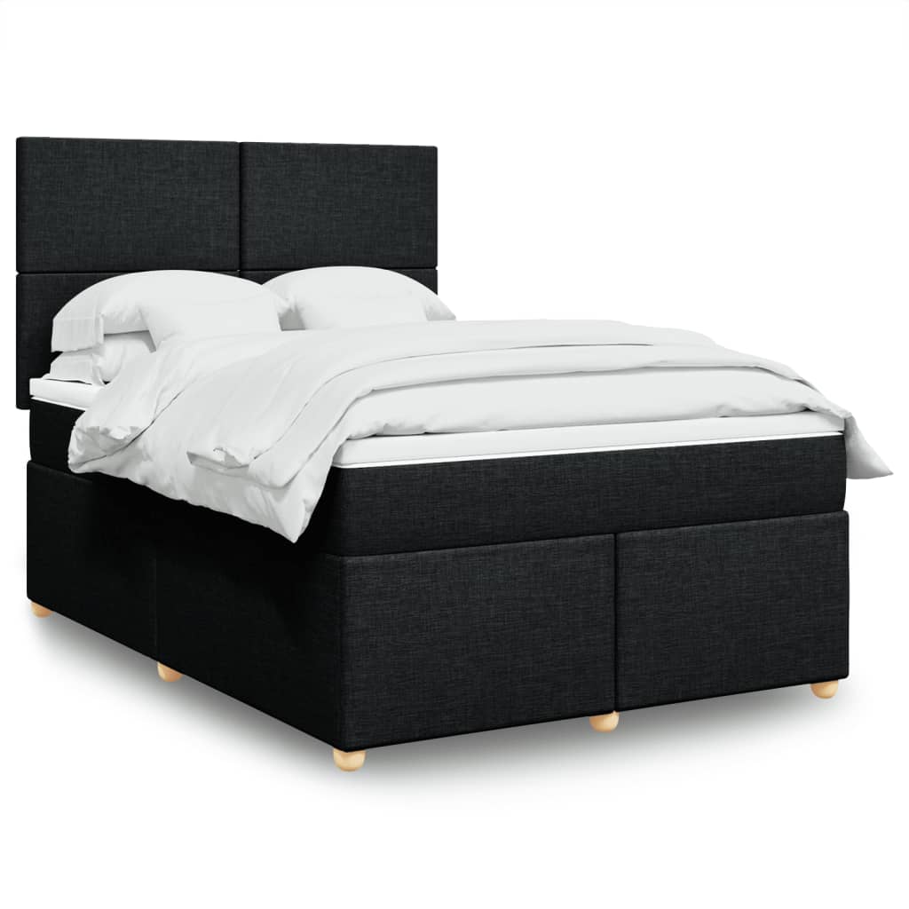 Sommier à lattes de lit avec matelas Noir 140x190 cm Tissu - XIOS