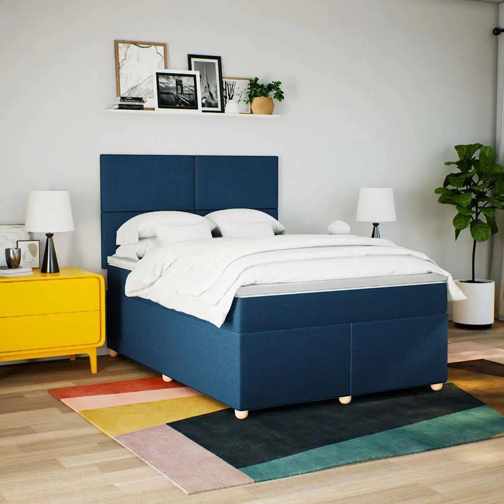 Sommier à lattes de lit avec matelas Bleu 140x190 cm Tissu - XIOS