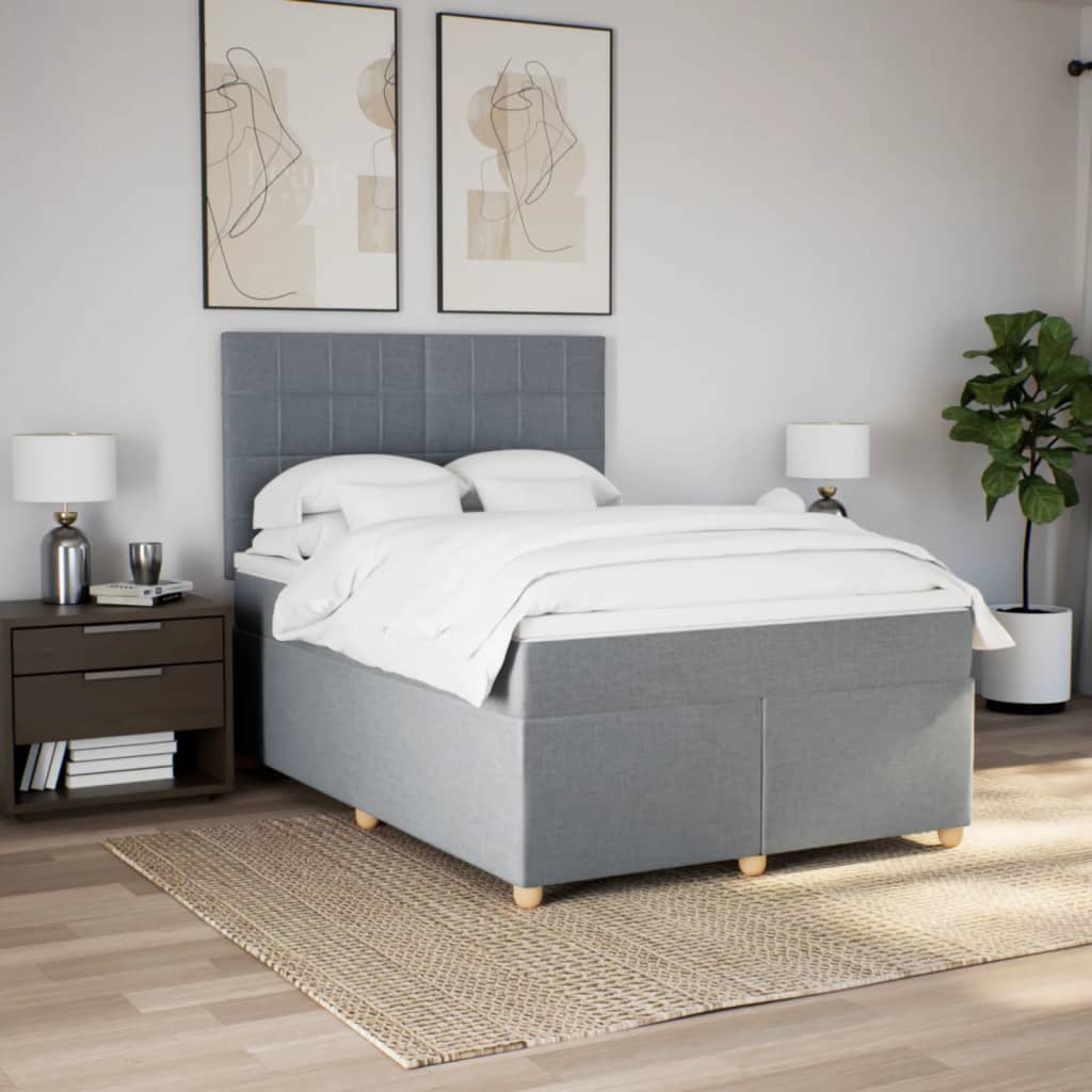 Sommier à lattes de lit avec matelas Gris clair 140x190cm Tissu - XIOS