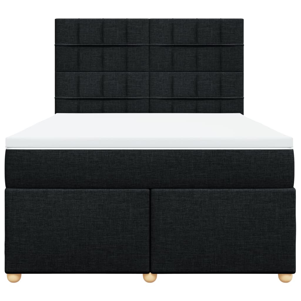 Sommier à lattes de lit avec matelas Noir 140x190 cm Tissu - XIOS