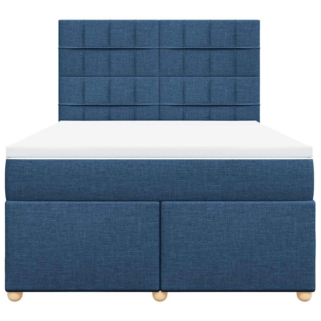Sommier à lattes de lit avec matelas Bleu 140x190 cm Tissu - XIOS