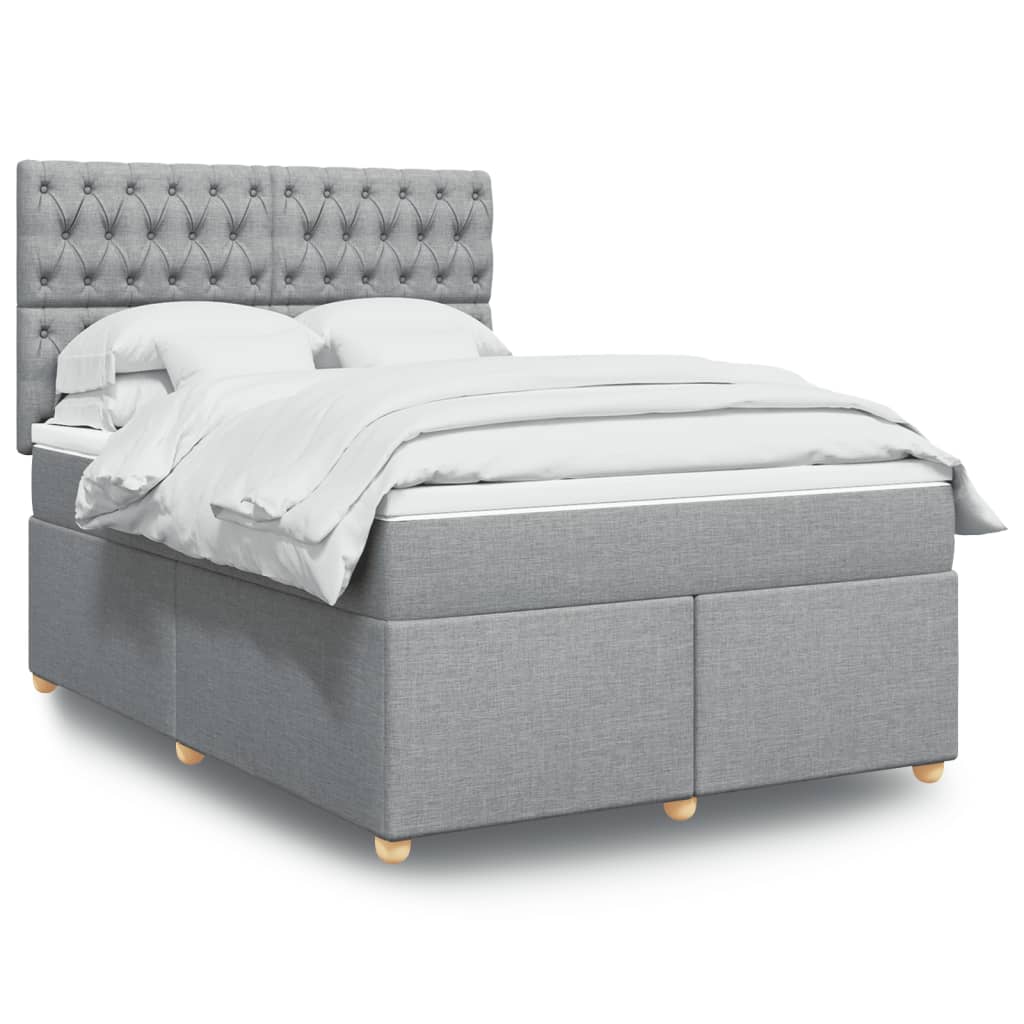 Sommier à lattes de lit avec matelas Gris clair 140x190cm Tissu - XIOS