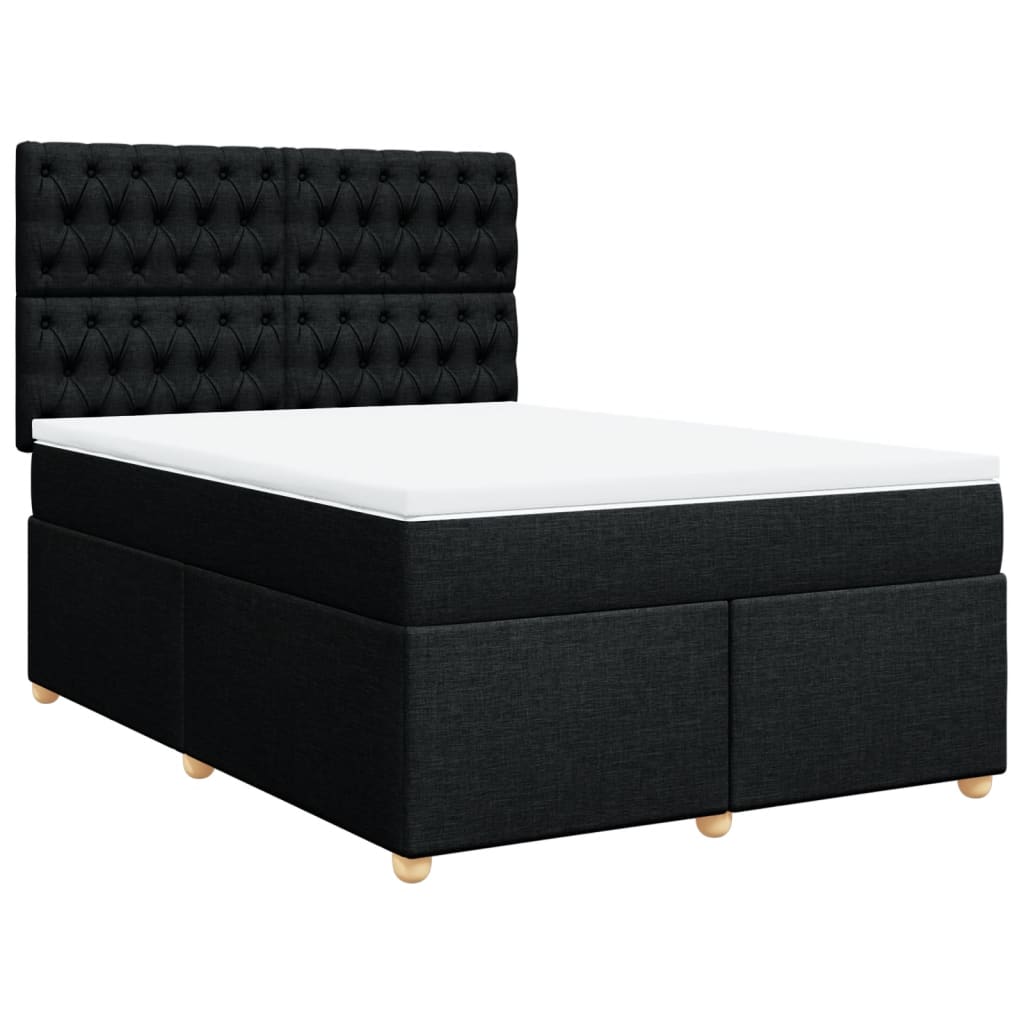 Sommier à lattes de lit avec matelas Noir 140x190 cm Tissu - XIOS
