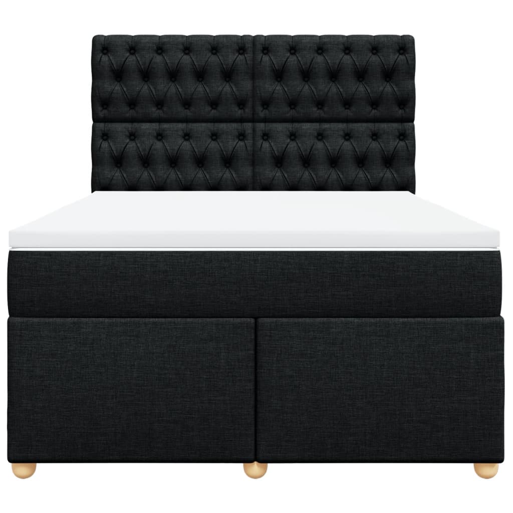 Sommier à lattes de lit avec matelas Noir 140x190 cm Tissu - XIOS