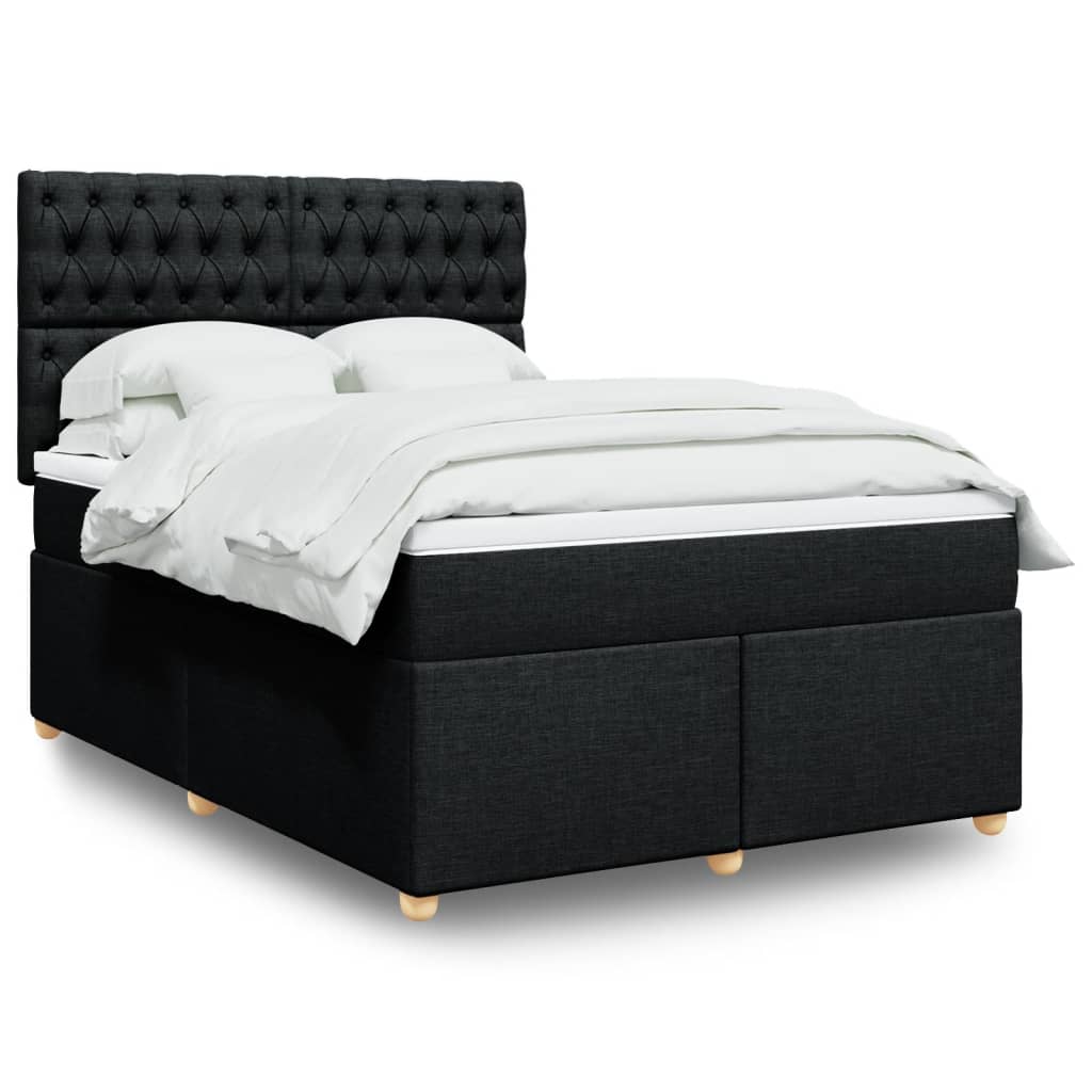 Sommier à lattes de lit avec matelas Noir 140x190 cm Tissu - XIOS
