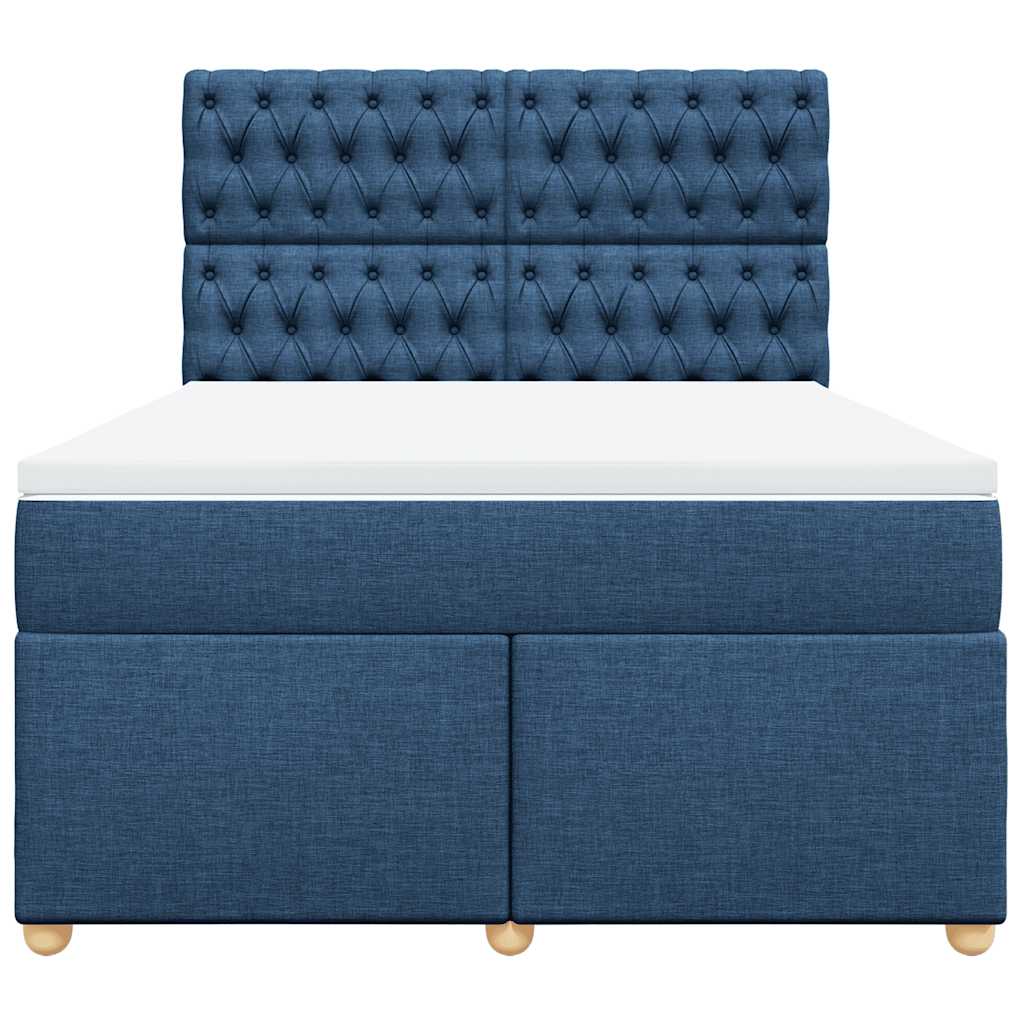 Sommier à lattes de lit avec matelas Bleu 140x190 cm Tissu - XIOS