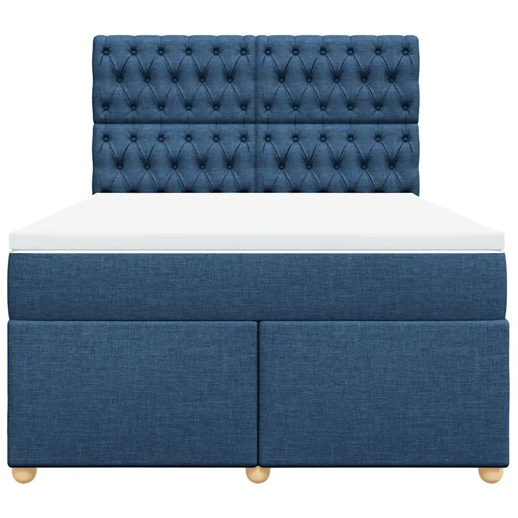 Sommier à lattes de lit avec matelas Bleu 140x190 cm Tissu - XIOS