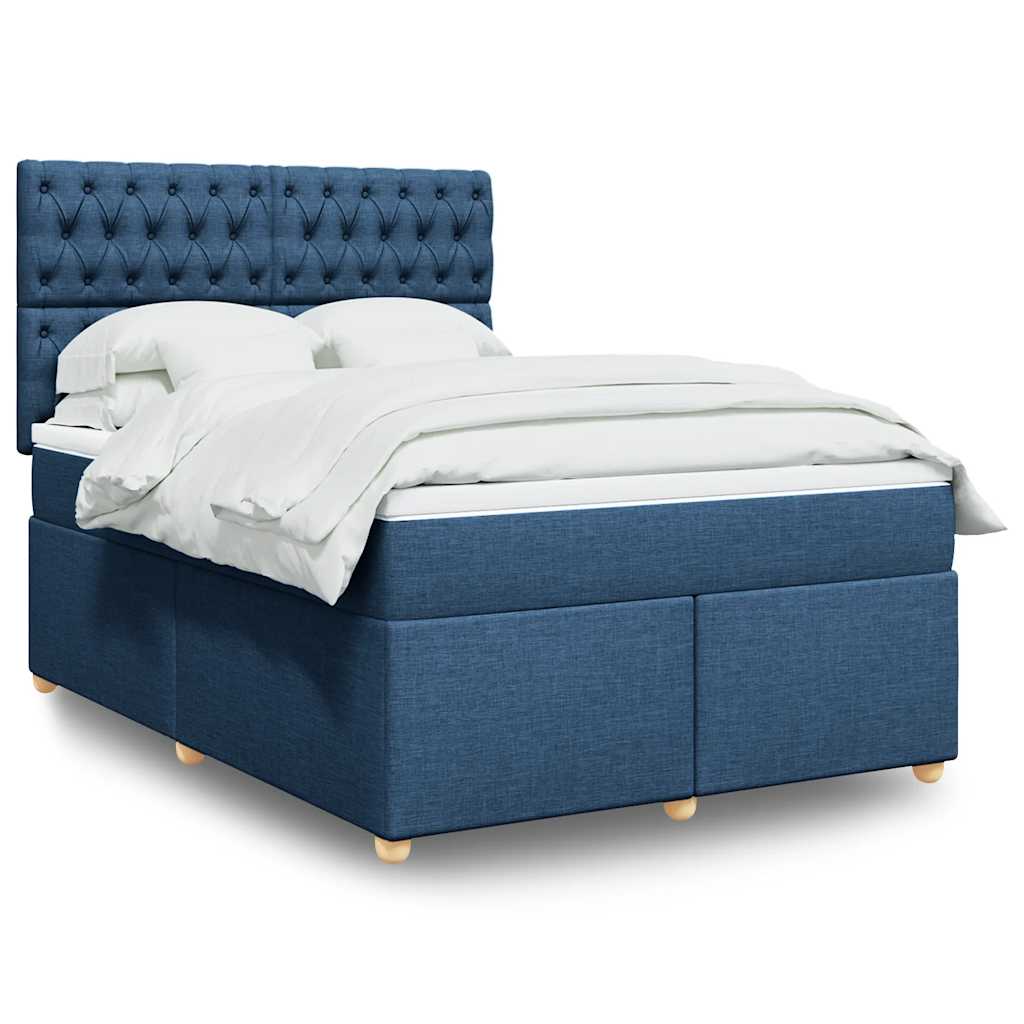 Sommier à lattes de lit avec matelas Bleu 140x190 cm Tissu - XIOS