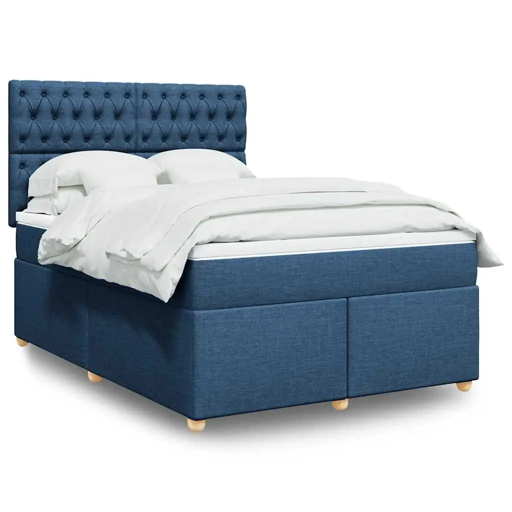 Sommier à lattes de lit avec matelas Bleu 140x190 cm Tissu - XIOS