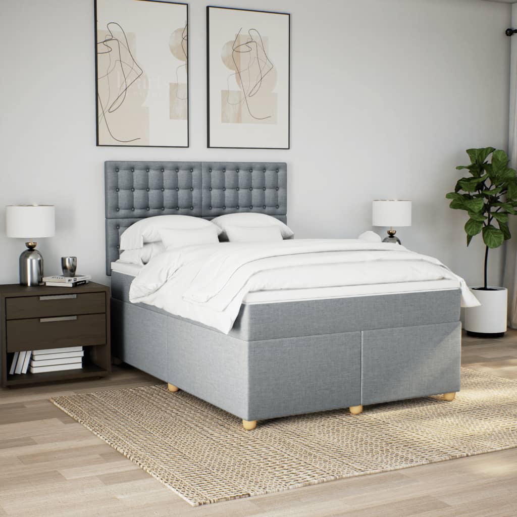 Sommier à lattes de lit avec matelas Gris clair 140x190cm Tissu - XIOS