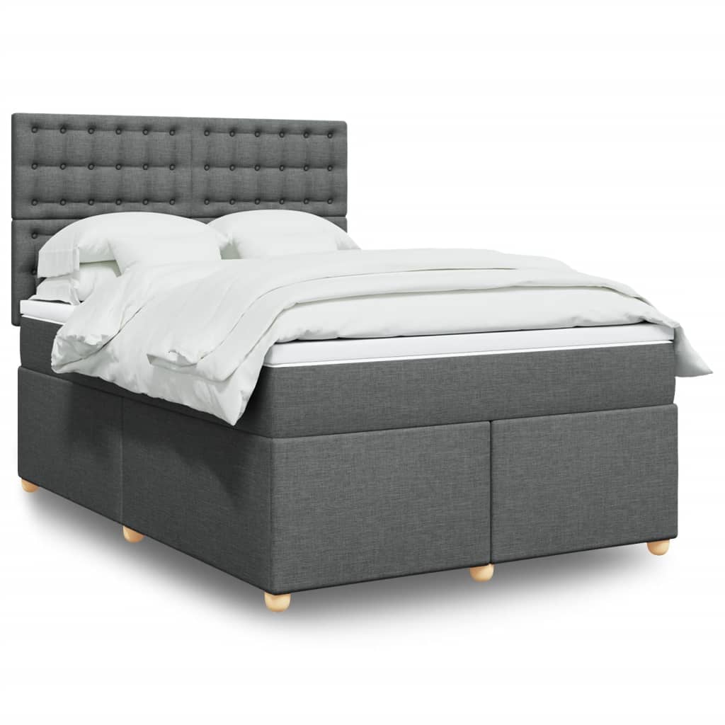 Sommier à lattes de lit avec matelas Gris foncé 140x190cm Tissu - XIOS