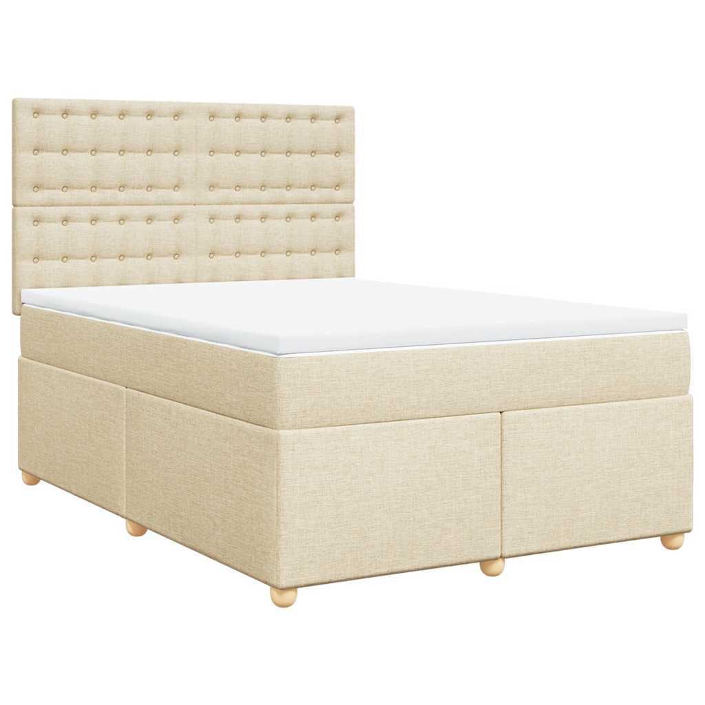 Sommier à lattes de lit avec matelas Crème 140x190 cm Tissu - XIOS