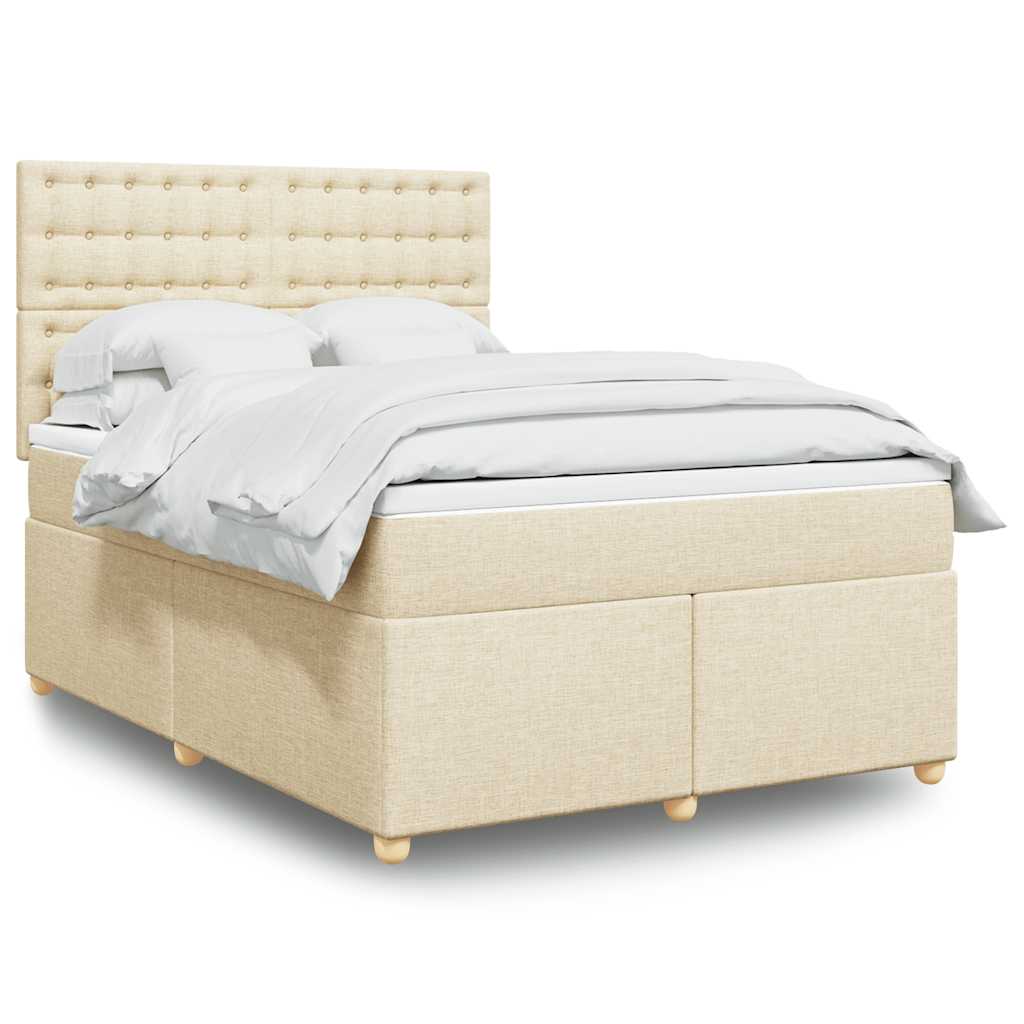 Sommier à lattes de lit avec matelas Crème 140x190 cm Tissu - XIOS