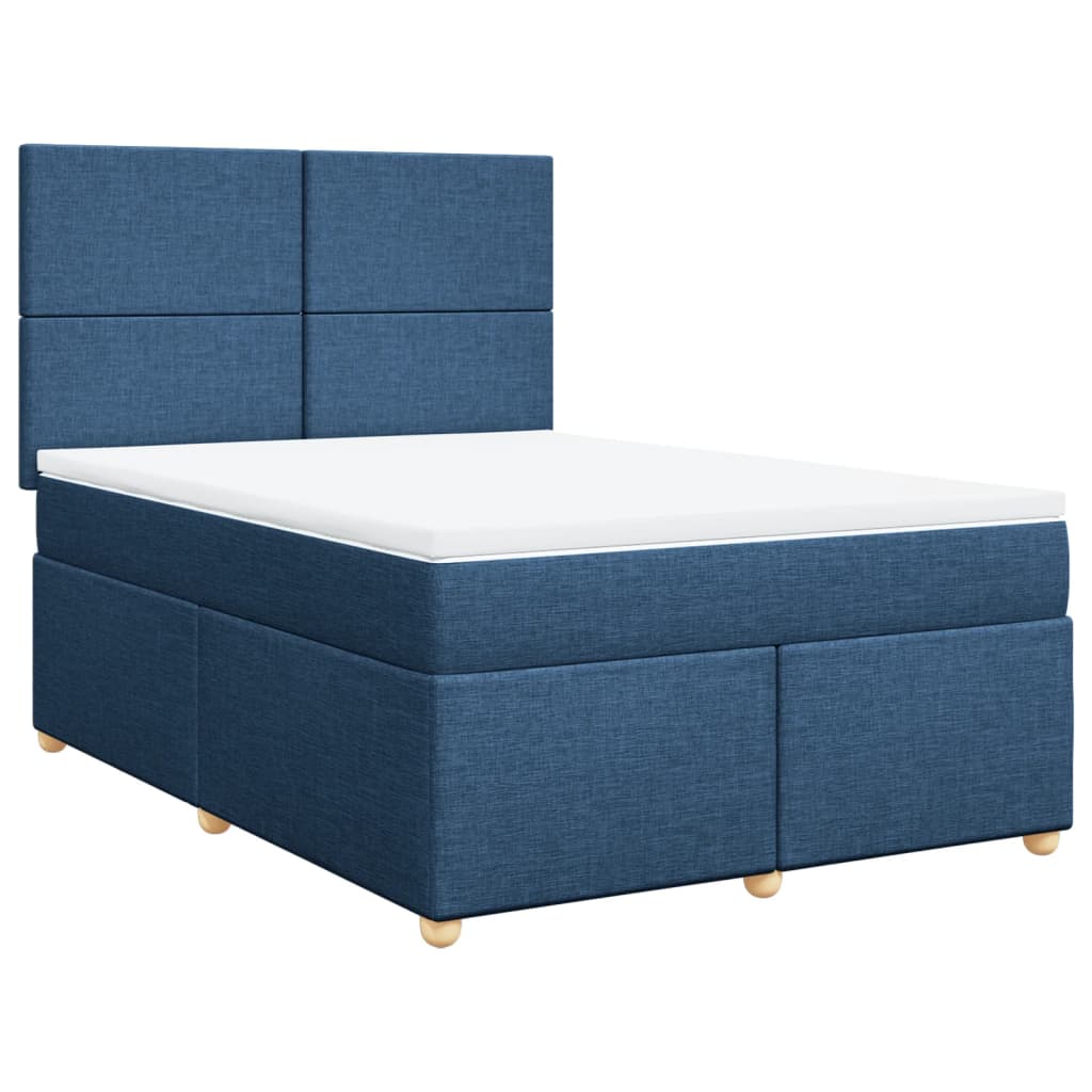 Sommier à lattes de lit avec matelas Bleu 140x200 cm Tissu - XIOS