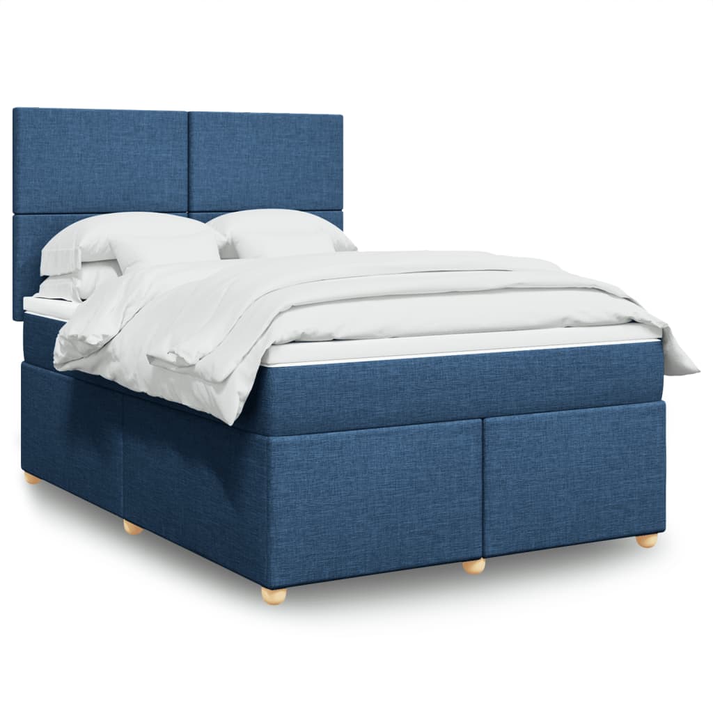 Sommier à lattes de lit avec matelas Bleu 140x200 cm Tissu - XIOS