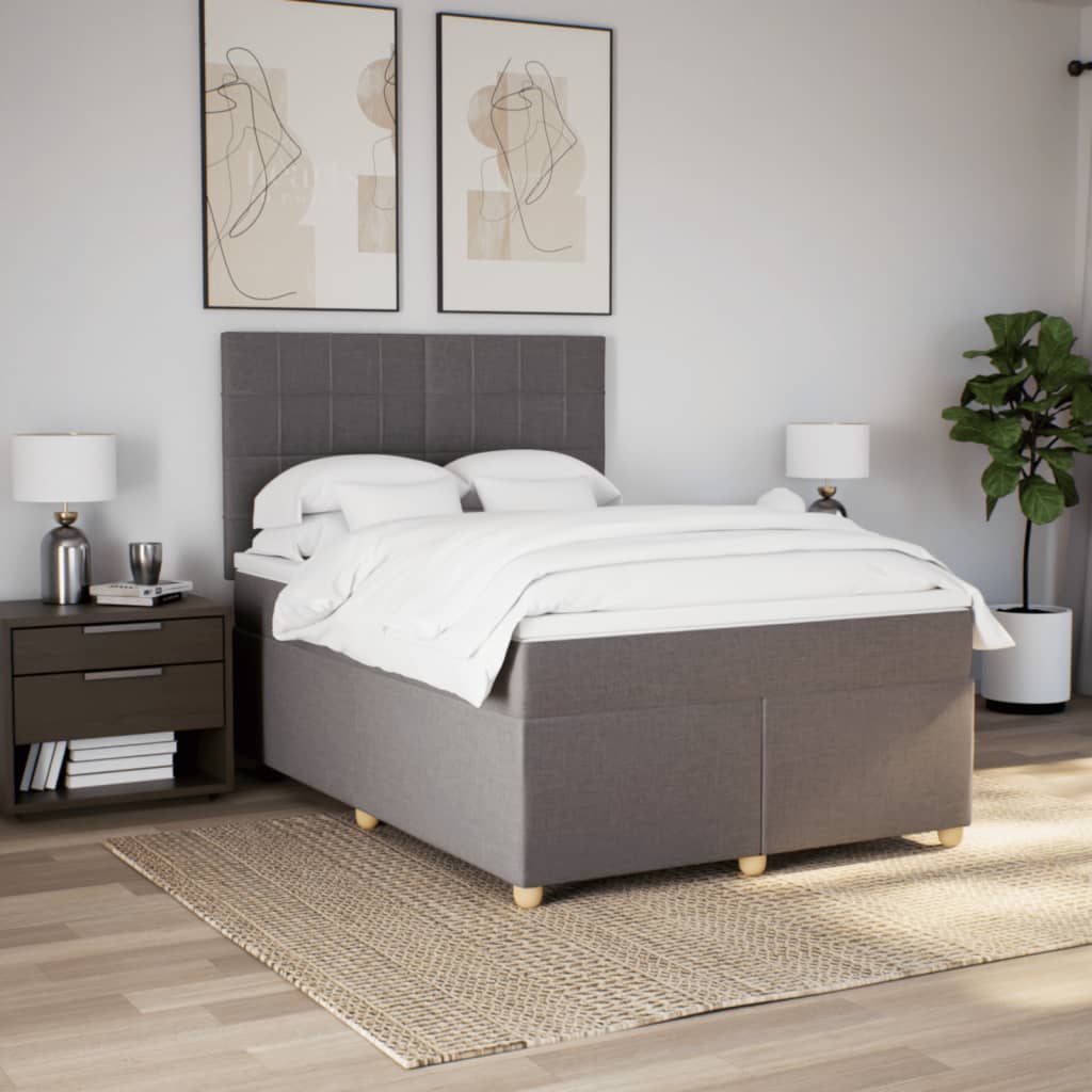 Sommier à lattes de lit avec matelas Taupe 140x200 cm Tissu - XIOS