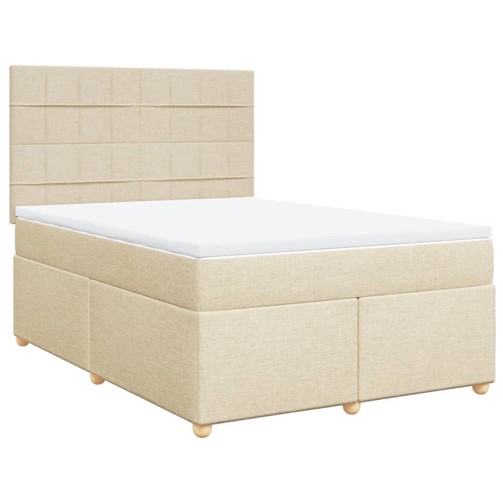 Sommier à lattes de lit avec matelas Crème 140x200 cm Tissu - XIOS