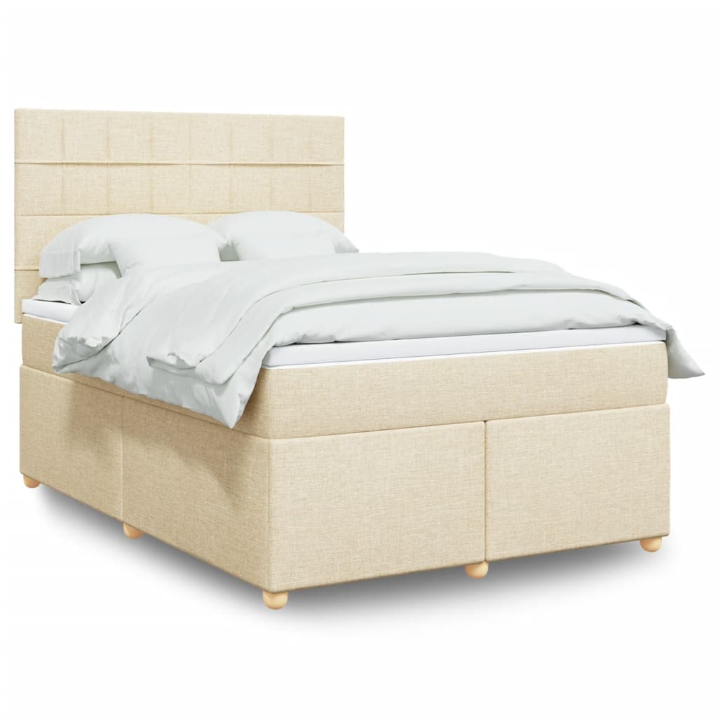 Sommier à lattes de lit avec matelas Crème 140x200 cm Tissu - XIOS