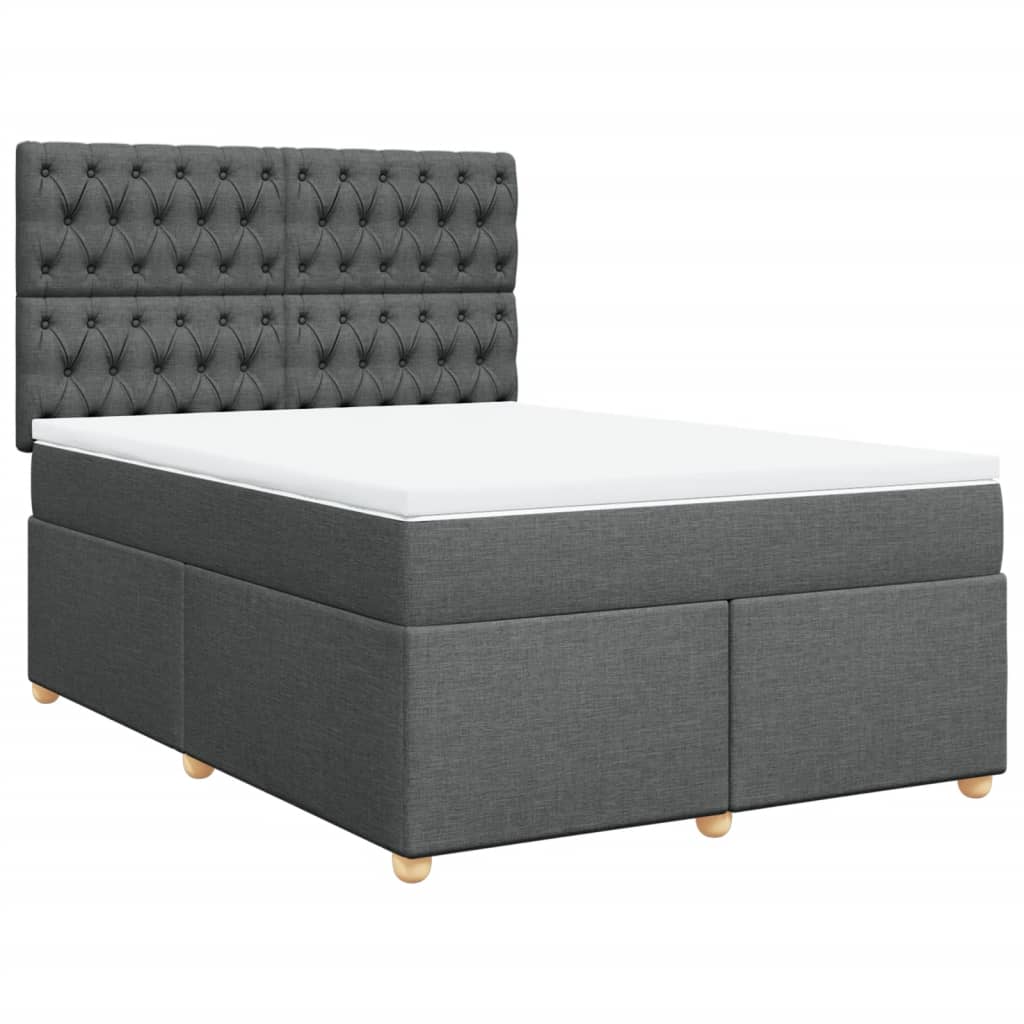 Sommier à lattes de lit avec matelas Gris foncé 140x200cm Tissu - XIOS