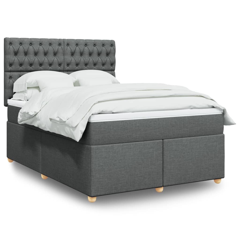 Sommier à lattes de lit avec matelas Gris foncé 140x200cm Tissu - XIOS