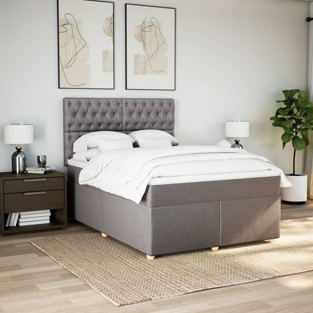 Sommier à lattes de lit avec matelas Taupe 140x200 cm Tissu - XIOS