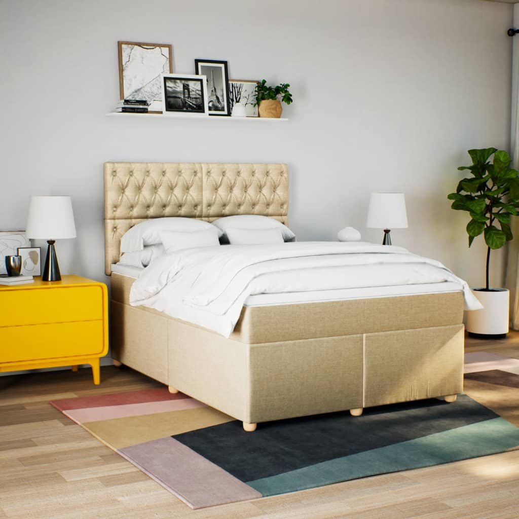 Sommier à lattes de lit avec matelas Crème 140x200 cm Tissu - XIOS