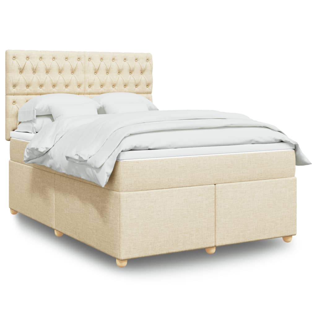 Sommier à lattes de lit avec matelas Crème 140x200 cm Tissu - XIOS