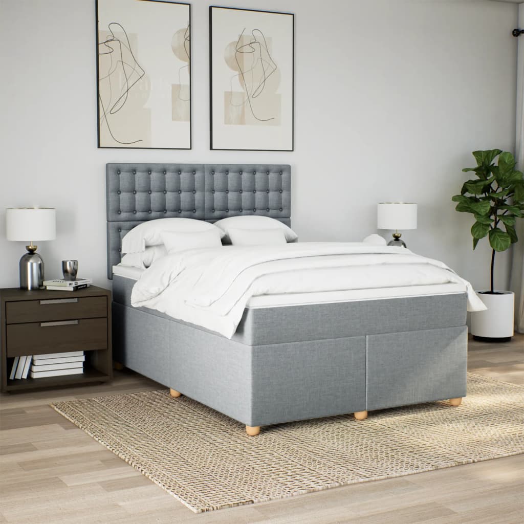 Sommier à lattes de lit avec matelas Gris clair 140x200cm Tissu - XIOS