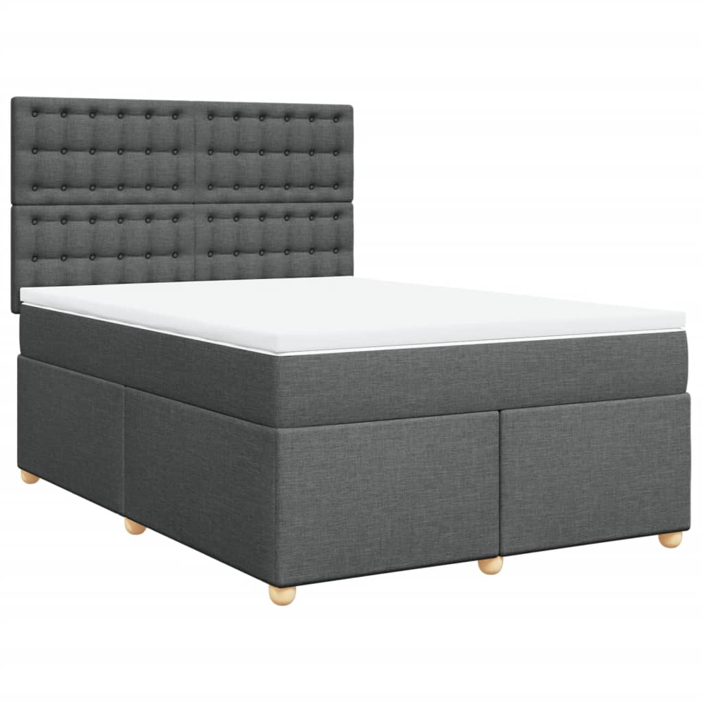 Sommier à lattes de lit avec matelas Gris foncé 140x200cm Tissu - XIOS