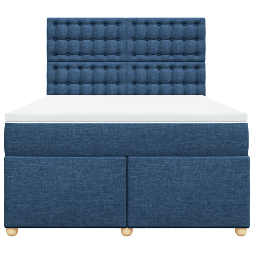 Sommier à lattes de lit avec matelas Bleu 140x200 cm Tissu - XIOS