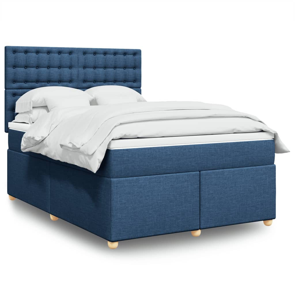 Sommier à lattes de lit avec matelas Bleu 140x200 cm Tissu - XIOS