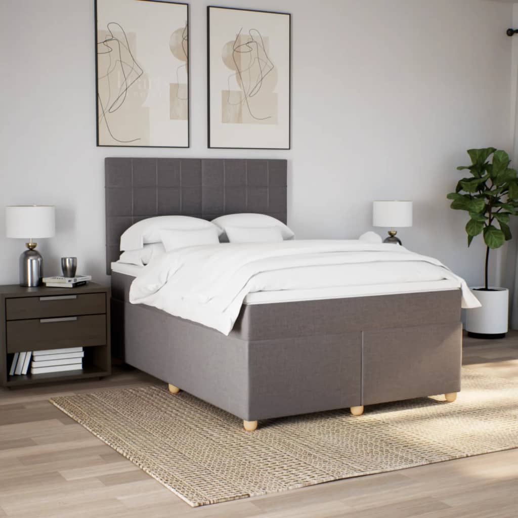 Sommier à lattes de lit avec matelas Taupe 160x200 cm Tissu - XIOS
