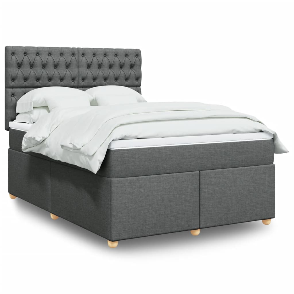 Sommier à lattes de lit avec matelas Gris foncé 160x200cm Tissu - XIOS