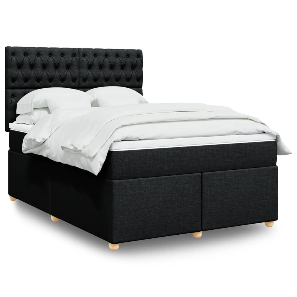 Sommier à lattes de lit avec matelas Noir 160x200 cm Tissu - XIOS