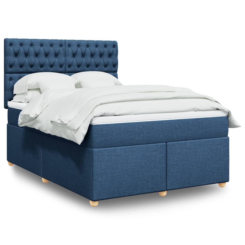 Sommier à lattes de lit avec matelas Bleu 160x200 cm Tissu - XIOS