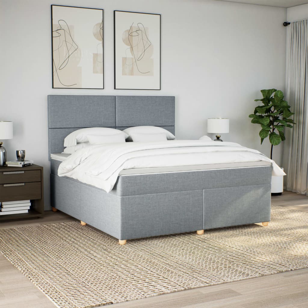 Sommier à lattes de lit avec matelas Gris clair 180x200cm Tissu - XIOS