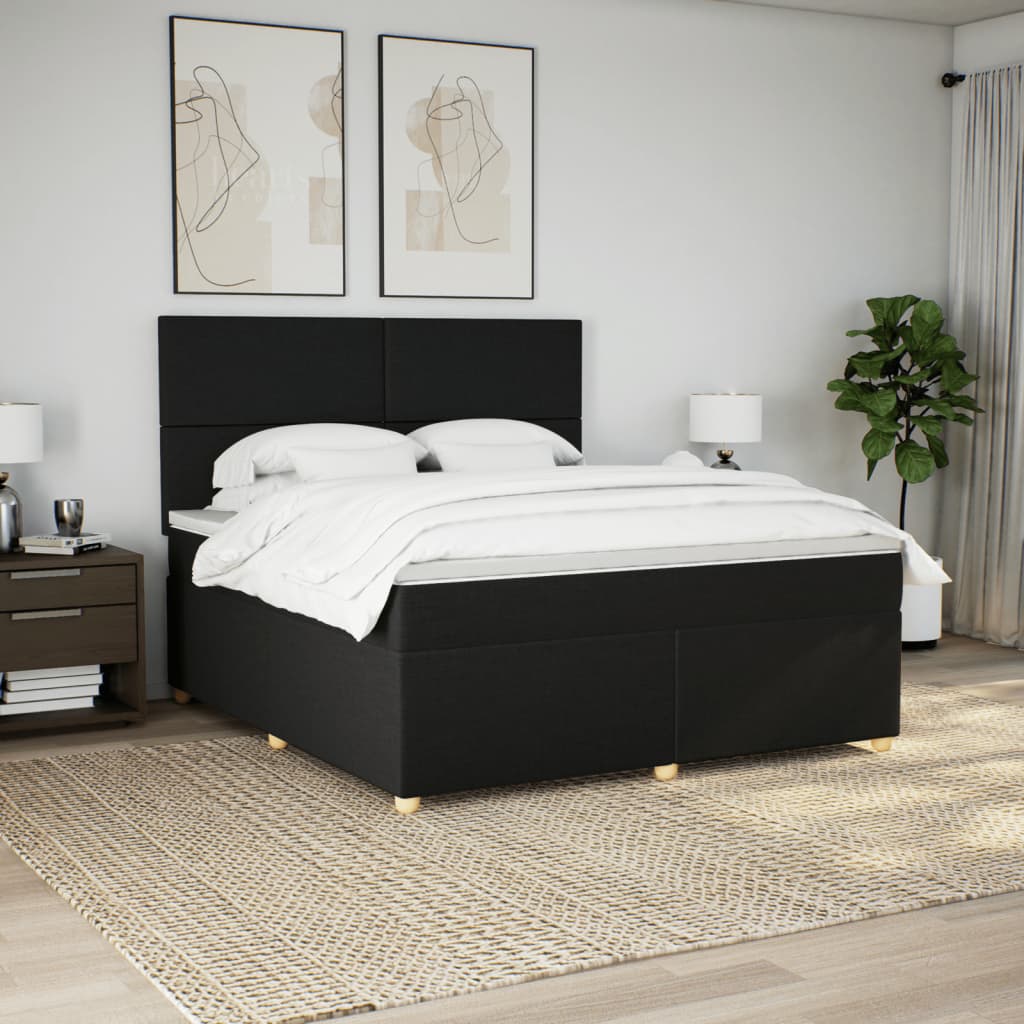 Sommier à lattes de lit avec matelas Noir 180x200 cm Tissu - XIOS